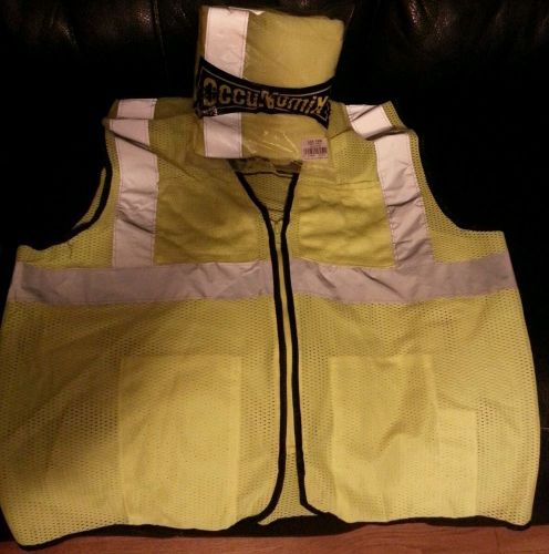 Occunomix LUX-TEM Mesh Safety Vest Yellow S-M W/ POCKETS ZIPPER CARDI CORP.