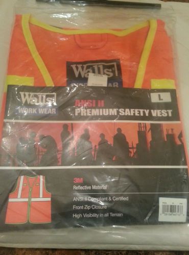 Walls Work Wear Vest ANSI II Certified Safety Vest Size L High Visibility