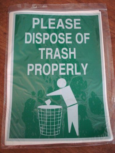 PLEASE DISPOSE OF TRASH PROPERLY - Vinyl Safety Sign - 14-in tall x 10-in wide