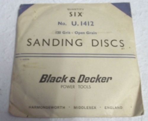 4 VTG RARE ANTIQUE BLACK&amp; DECKER  PAPER SANDING DISC 120 GRIT OPEN GRAIN ENGLAND