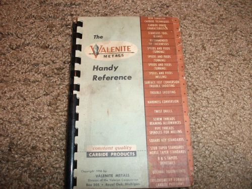 Rare vintage 1956 valenite metals handy reference guide/manual for sale