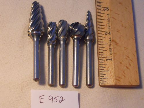 5 NEW 6 MM SHANK CARBIDE BURRS FOR CUTTING ALUMINUM. METRIC. MADE IN USA  {E952}