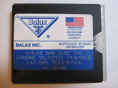 BALAX 1/4-28 BH6 3.25&#034; OAL THREAD FORMING TAPS