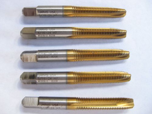 5PC 5/16-24 H7 JARVIS PLUG 3 FLUTE SPIRAL POINT HAND TAP TIN COATED   USA