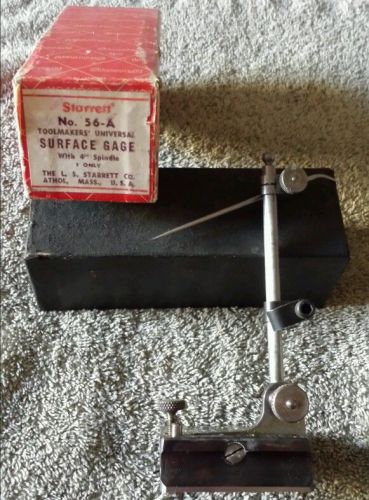 Vintage Starrett Surface Gage No.56A - w/ box -4&#034; Spindle - Excellent Condition