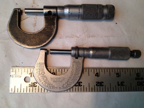 Machinist lathe tools lot of 2 micrometer(s) starrett 230 1&#034; &amp; brown &amp; sharpe 1&#034; for sale