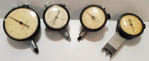 4 vintage, working, machinist`s dial micrometers or test indicator gauge for sale