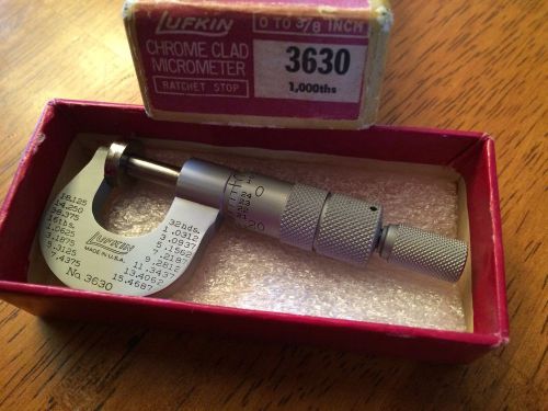 Rare 0-3/8&#034; Lufkin Micrometer No.3630 Range 0-.375 Inch Vintage