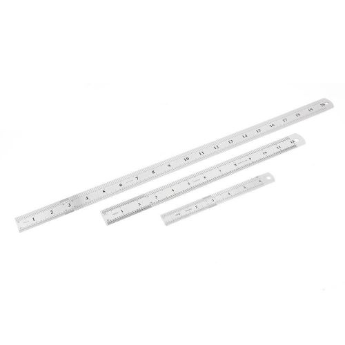 3 in 1 15cm 30cm 50cm Double Side Students Metric Straight Ruler Silver Tone