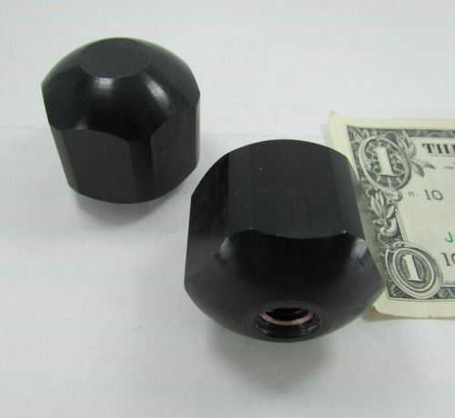 Lot 2 Solid Aluminum Black Anodized Hex Knobs 1.500&#034; Dia. 3/8-16 Helicoil Bore