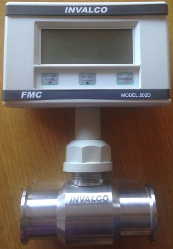 Fmc invalvco totalizer flowmeter model 202d &amp; 1.5&#034; sanitary style turbine meter for sale