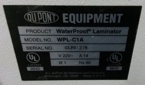 DuPont Waterproof Laminator WPL C1A Large Format 28&#034;