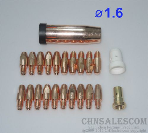 23 pcs mb 401d 501d mig/mag welding gun contact tip 1.6x30 m8 gas nozzle for sale