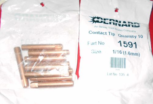 40 Pcs New,  BERNARD # 1591  Contact Tip size 1/16 / 1.6mm, (4 Pkg 10 Pcs each)