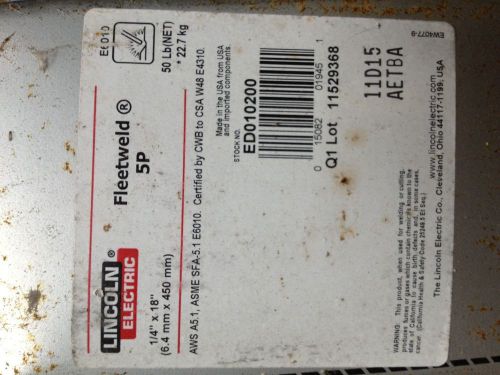 LINCOLN ELECTRIC fleetweld 5p, Welding Rod 1/4 x 18&#034;  50 lb. Box (new old stock)