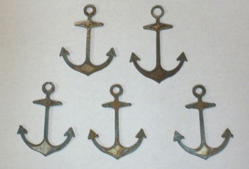 Lot of 5 Anchors 3 Inch Rough Rusty Metal Vintage Craft Stencil Ornament Magnet