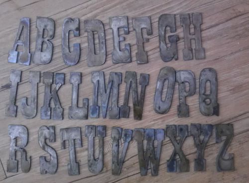 3 Inch Letters Rough Rusty Metal Vintage Western Style Complete Alphabet Stencil