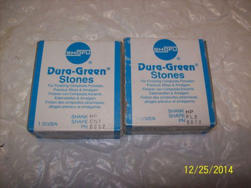2 Dura-green FL2 &amp; CN1  Dental Finishing Stones, Box Of 12
