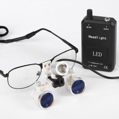 Dental loupes magnifier glasses lab surgical 3.5x + led head light lamp for sale