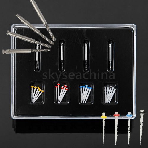 20pcs aaa dental promotion fiber resin post &amp; 4-drill screw thread quartz top!! for sale