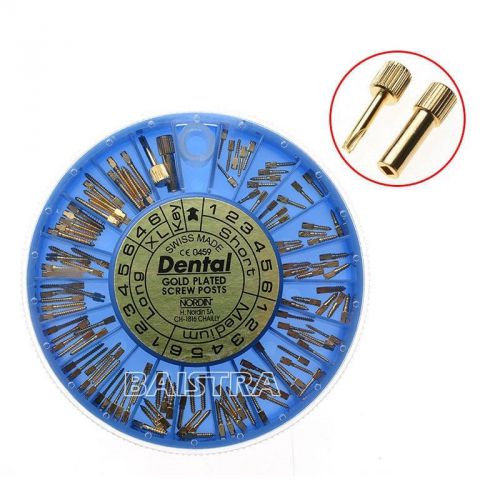 New 1 pack 120 pcs mix dental conical screw posts kits refills 24k gold plated for sale