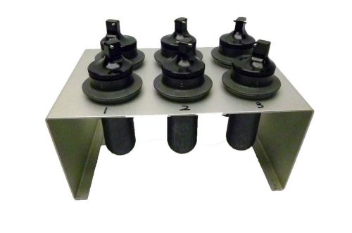 Matched set of 6 centrifuge swing  buckets 106.7 w/ bucket holder for sale
