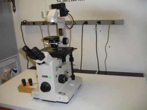 NIKON Diaphot Phase 2 Inverted ELDW 0.3 Laboratory Microscope with Lens # 7072