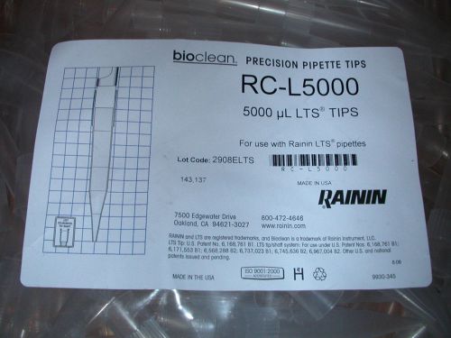 250 pack rainin rc-l5000 disposable 5000 ul lts pipette tips for sale