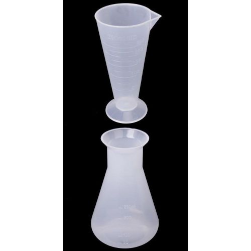 250ml Laboratory Chemical Conical Flask Container Bottle + Beaker Measuring Cup