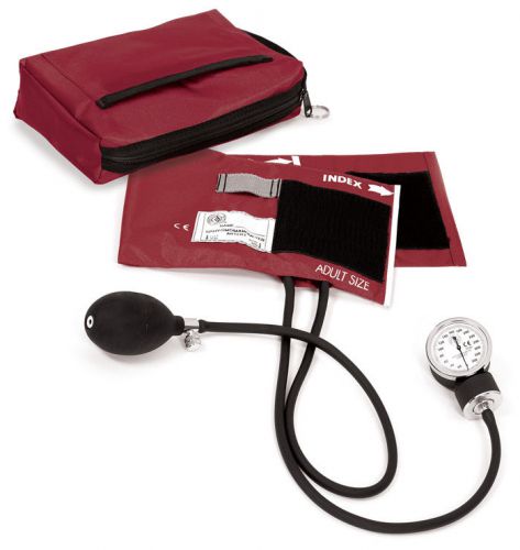 Premium aneroid sphygmomanometer with carry case in burgundy for sale