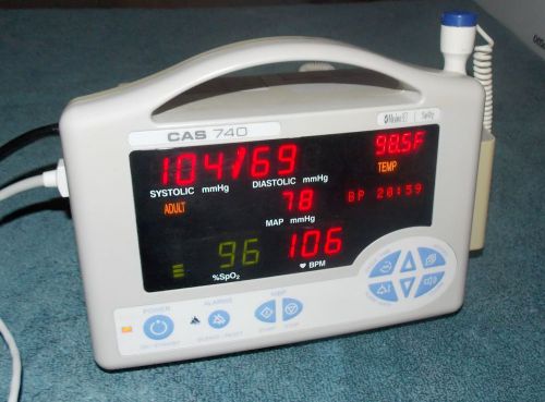 CAS 740 Portable Vital Signs Monitor SPo2 Temp Blood Pressure Heart Rate NICE !!