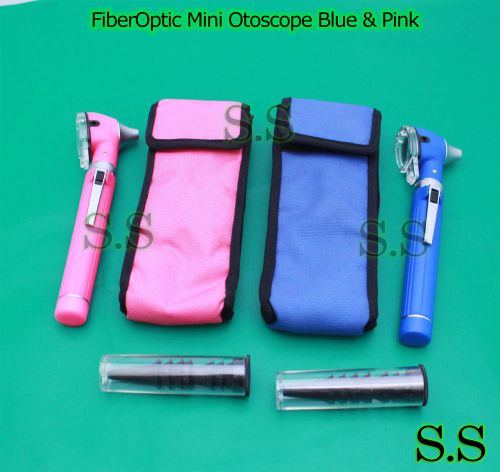 Pro Physician 2.5V Halogen Light FiberOptic Otoscope Diagnost Set Blue &amp; Pink