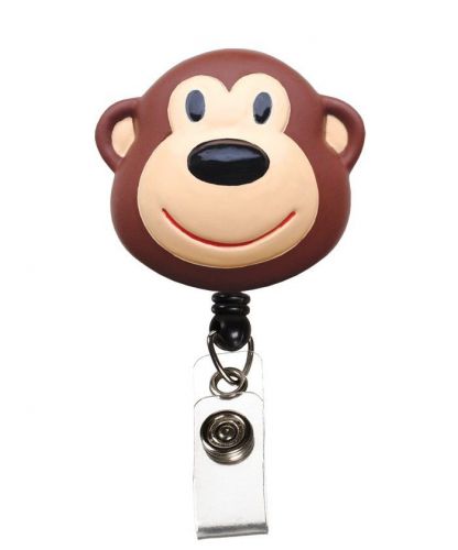 Medical Badge 3-D ID Tag Clip Holder Retractable Brown Monkey Prestige New