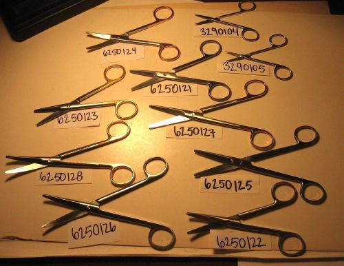 SET OF 10: SCISSORS STR AND CUR WITH AND WITHOUT TC (LEFT HANDED)