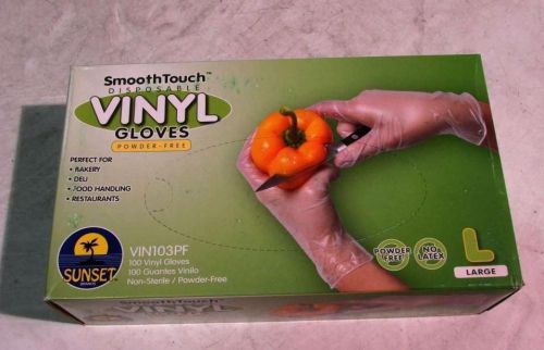 Lot of (10) Smooth Touch VIN103PF Vinyl Glove Powder-Free Large 100PK