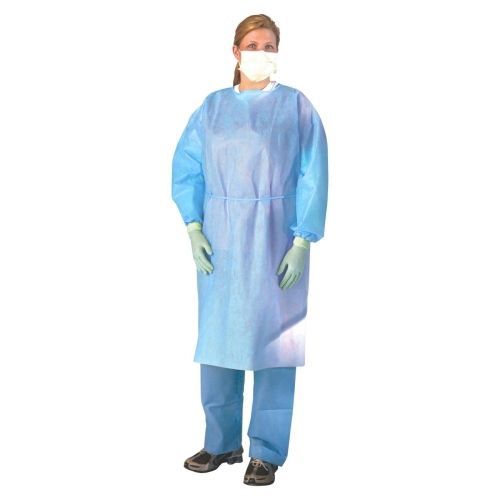 Prevention Medium Multi-Ply Fluid Resistant Isolation Gown - 100/Case - Blue