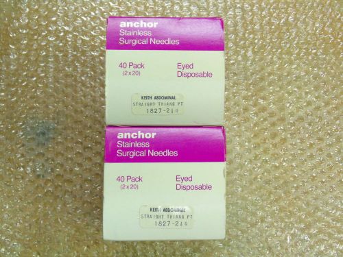 Lot of 70 anchor surgical needles keith abdominal straight triang pt 1827-2 1/2d for sale
