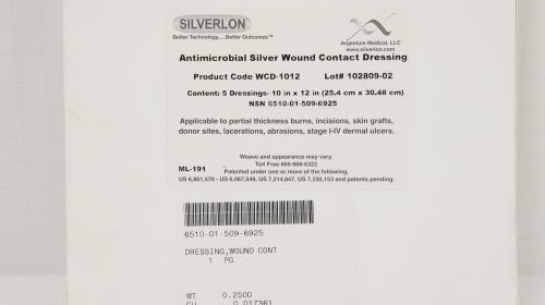 Silverlon WCD-1012 Antimicrobial Silver Wound Contact Dressing 10x12 ~ Box of 5