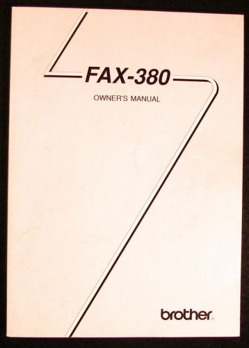 Brother Fax 380 owners manual