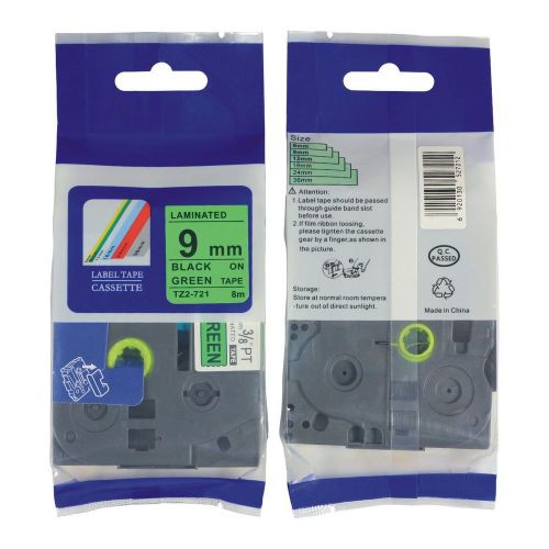 Nextpage compatible label tape for brother tze-721 3/8&#034;x26.2ft black on green for sale