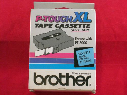 NEW Brother P Touch TX-5511 1&#034; Black On Blue Tape  PT-8000 PT-30/35  PT-PC
