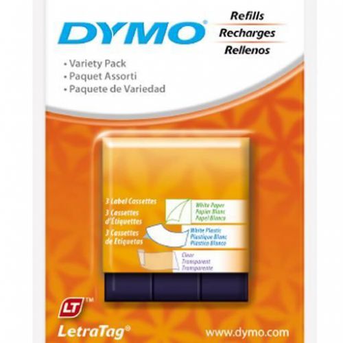 3PK Dymo Letra Tag Labels LetraTag Refill Tapes (Paper, White &amp; Clear Plastic)