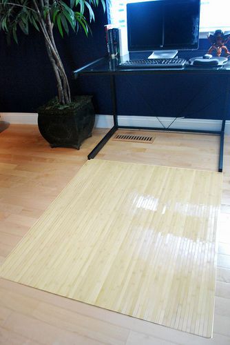 Bamboo Chair Mat Office Floor Wood Floor Protector Natural Birch Desk Hardwood