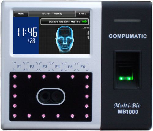 COMPUMATIC MB1000 50 EMPLOYEE FACE RECOGNITION FINGERPRINT TIME CLOCK PACKAGE