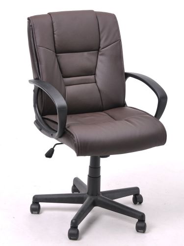 New Stylish High Swivel Executive  PC Computer Desk Brown Office Chair Mid-Back