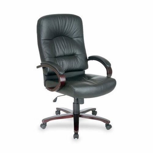 Lorell Executive High-Back Chair, 26-1/2&#034;x30&#034;x46-1/4&#034;, MY/BK Lthr (LLR60338)