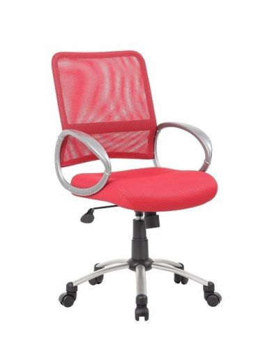 B6416 BOSS RED MESH BACK WITH PEWTER FINISH OFFICE TASK CHAIR