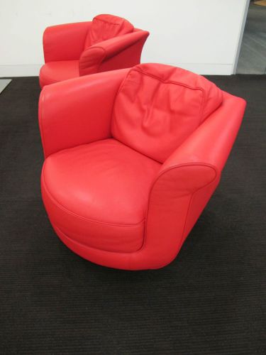 Moroso Big Mama Rosso Ferrari Red Leather Designer Armchair Reception Lounge