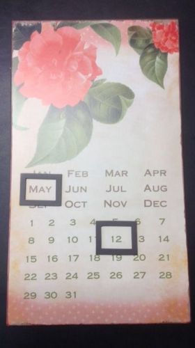 Metal Perpetual Calendar Vtg Distressed Style Peony Flower Teachers / Mom&#039;s Gift