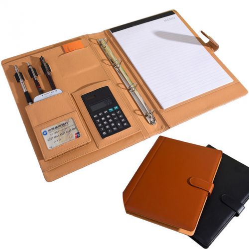Newest Multifuction Business Conference Folder Organizer PU Leather + A4 Notepad